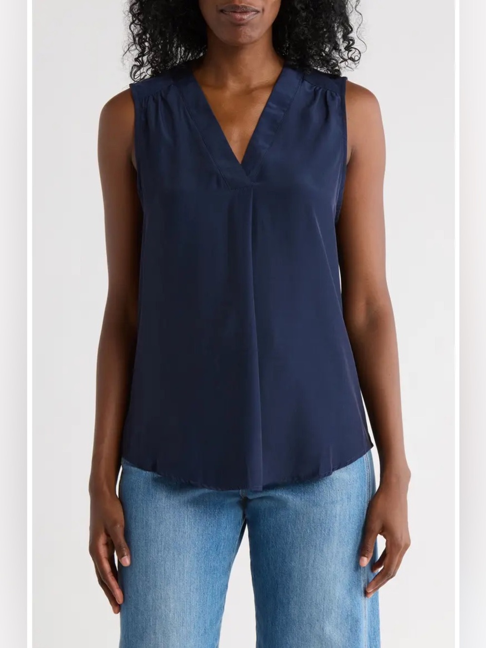 White House Black Market Navy Sleeveless V-Neck Camisole